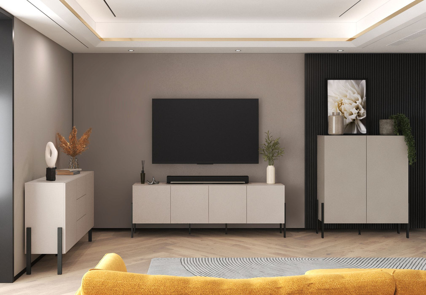 Jukon - Komoda 4-drzwiowa Kaszmir Czarny Mat