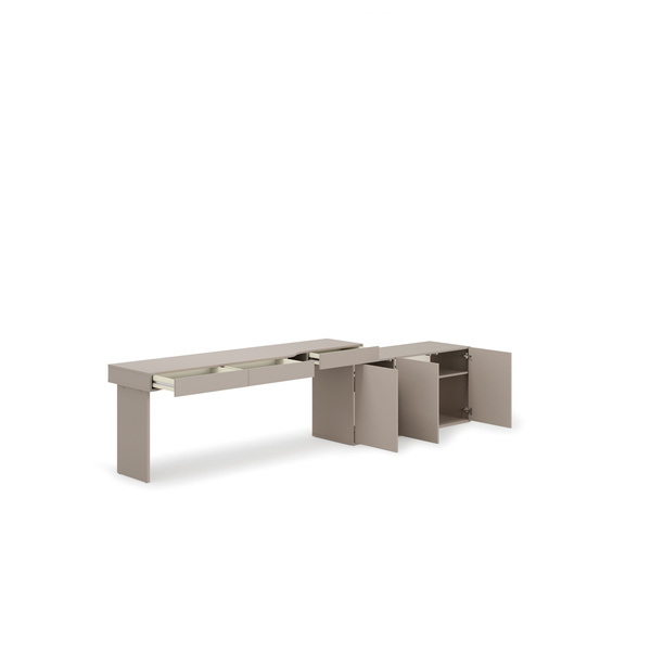 WOOW SET-WOS4L - Zestaw Komoda i Biurko Lewe Szampański/Dąb Vincenza Bielona/Clay Grey