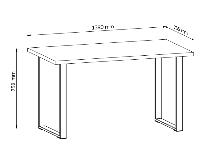 Loft - Stół Jadalniany 138 x 75 cm Dąb Puccini Czarny Mat