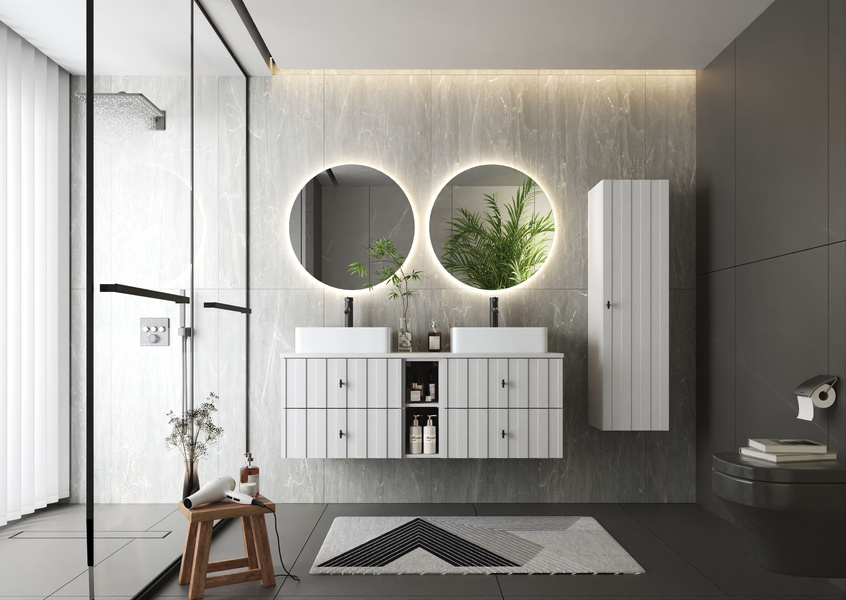 ELEGANTE-08 - Słupek Wysoki 1-drzwiowy Biały Mat