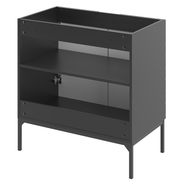 ASPEN-08 - Szafka pod Umywalkę z Blatem 2D 80cm Czarny Mat Zestaw-1 Czarny Stelaż