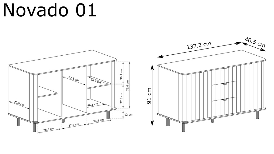 NOVADO-1 - Komoda 2D3S Clay Gray