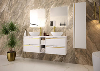 ESPERO-02 - Szafka pod Umywalkę z Blatem i Regałem 4S 140cm Biały Mat Zestaw-7