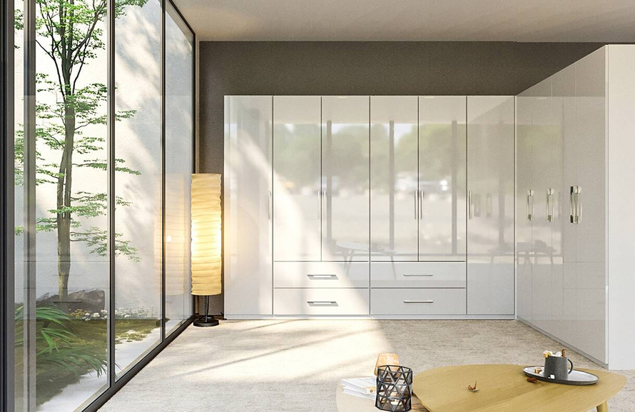 Family FM-22-WB - Szafa 2-drzwiowa z 2 Szufladami Biały Mat Biały Połysk