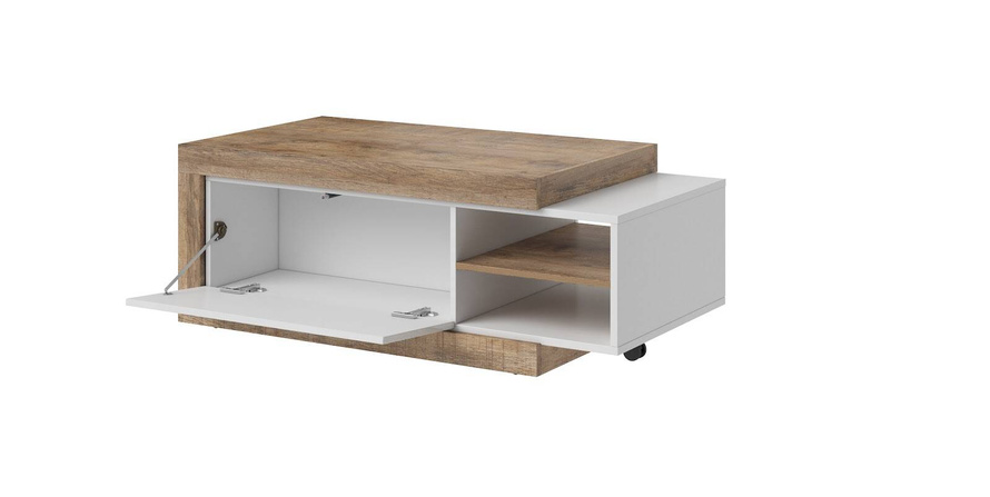 Sintra Stolik Kawowy 120 cm Biały Połysk / Dąb Samdal