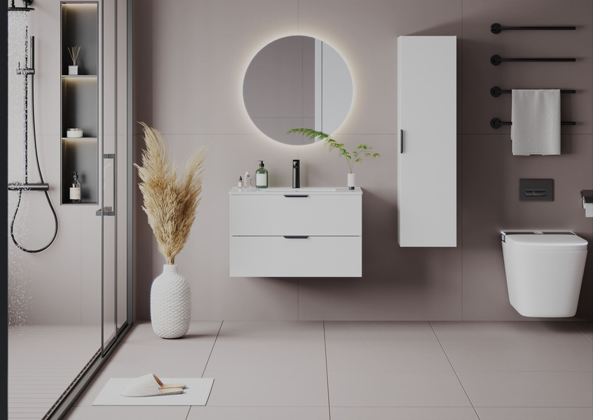 PILE-01 Szafka Pod Umywalkę 2S 80 cm Biały Mat