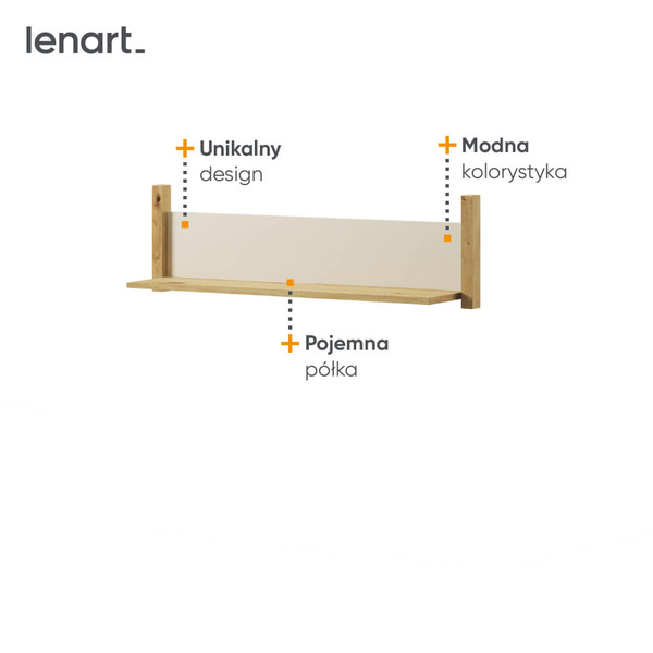 LENNY LY-05 - Półka Wisząca Dąb Artisan/Beż/Truflowa