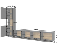 Ava Meblościanka 05+40 Czarny / Dąb Wotan