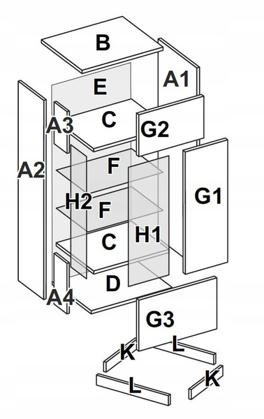 Luna LN-111-LV - Witryna 1-drzwiowa Prawa Oświetlenie LED Dąb Craft Lava Mat