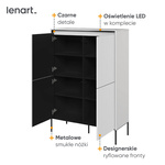 TREND TR-03 - Szafka 4-drzwiowa Z Oświetleniem Biała/Czarna