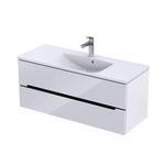 Oristo Szafka Pod Umywalkę Silver 120 cm Biały Połysk Listwa Czarny Mat