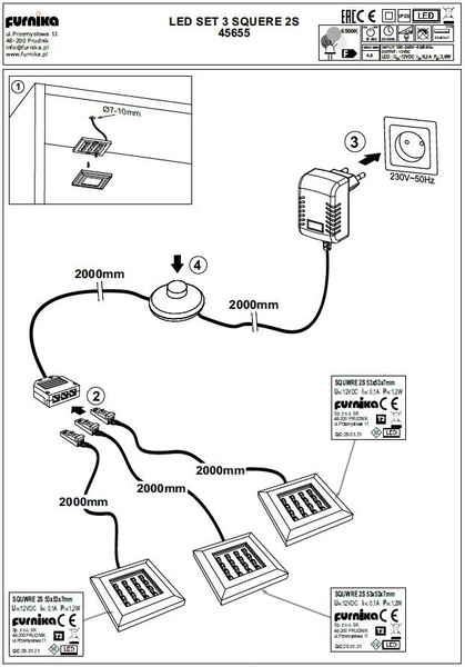 Helvetia Oświetlenie LED 3 Sztuki Barwa Biała