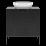 ASPEN-08 - Szafka z Umywalką i Blatem 2D 80cm Czarny Mat Zestaw-2 Czarny Stelaż