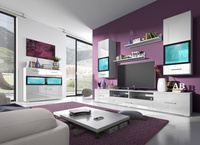 Sarah Meblościanka I Biały Laminat/Biały Połysk / Czarne Ramy