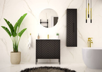 ASPEN-08 - Szafka z Umywalką 2D 80cm Czarny Mat Zestaw-3 Czarny Stelaż