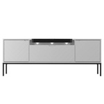 ASPEN-06 - Komoda RTV 3D z Soundbarem JBL i Oświetleniem LED Biały Mat Czarny Stelaż