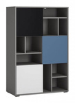 Laser LASR02B - Regał 3-drzwiowy Szary/Czarny/Biały/Niebieski