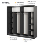 ARTI AR-14 - Szafa Przesuwna 2-drzwiowa Z Oświetleniem Czarna