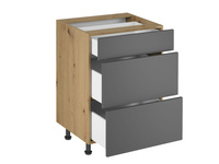 Szafka Kuchenna Dolna 3 Szuflady D60S3 PUSH OPEN Langen Grey