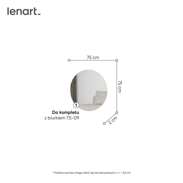 TREND SYPIALNIA TS-08 - Lustro Wiszące z LED Beż Piaskowy Czarny Mat