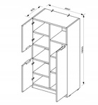 Asti AS-105-WB - Regał 3-drzwiowy Dąb Craft Biały Połysk Lakier