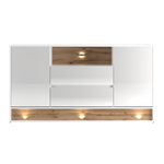 VISION-02 - Komoda 2D2S z Oświetleniem LED Biały Mat Dąb Wotan Mat Biały Połysk