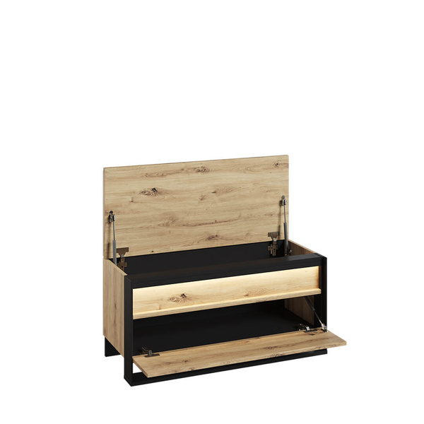 QUANT GARDEROBA QG-03 - Szafka Na Buty Z Oświetleniem Dąb Artisan/Czarna