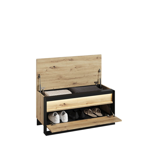 QUANT GARDEROBA QG-03 - Szafka Na Buty Z Oświetleniem Dąb Artisan/Czarna