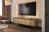 TREND TR-05 - Szafka RTV 4-drzwiowa Z Oświetleniem Szara/Czarna