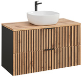 Szafka 100 cm Xilo Black Wotan z umywalką SMILE