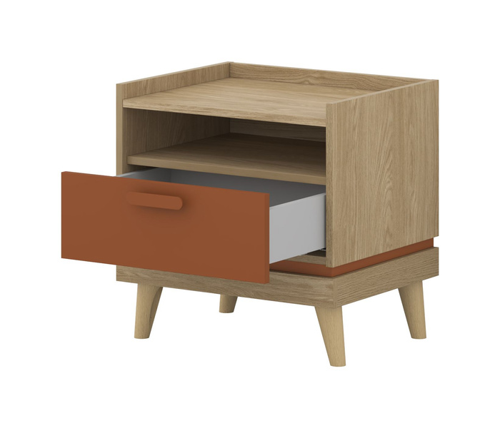 Scandi - Szafka Nocna 1S Dąb Olejowany Ceglany
