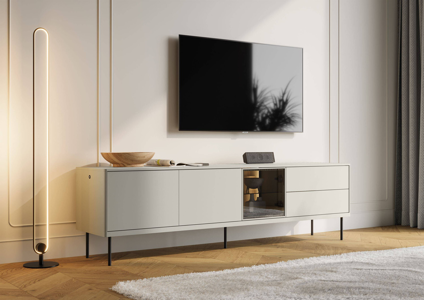 EPIRO EP-07 - Komoda RTV 2D2S1W z Oświetleniem Kaszmir Dąb Ciemny