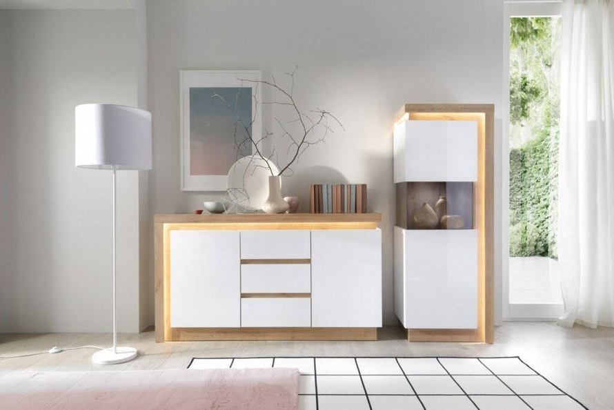 Lyon LYOK01 - Komoda 2D3S Dąb Riviera Jasna/Biała