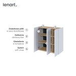 EASY EA-03 - Komoda 3-drzwiowa z Oświetleniem LED Biały Połysk/Dąb Scandi