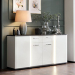 Venezia VENK02 - Komoda 4D2S Biała/Dąb Vicenza Czarna