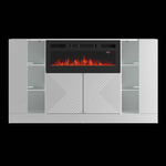 DIUNA-01 - Komoda 4D z Oświetleniem LED i Kominkiem Elektrycznym Biały Mat Biały Połysk