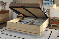 Scandi - Łóżko 160x200 cm ze Stelażem Dąb Olejowany Ceglany