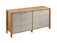 Indygo K6S - Komoda 6 Szuflad Dąb Wotan/Beżowy