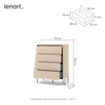 TREND TS-04 - Komoda 4S z Oświetleniem LED Beż Piaskowy Czarny Mat