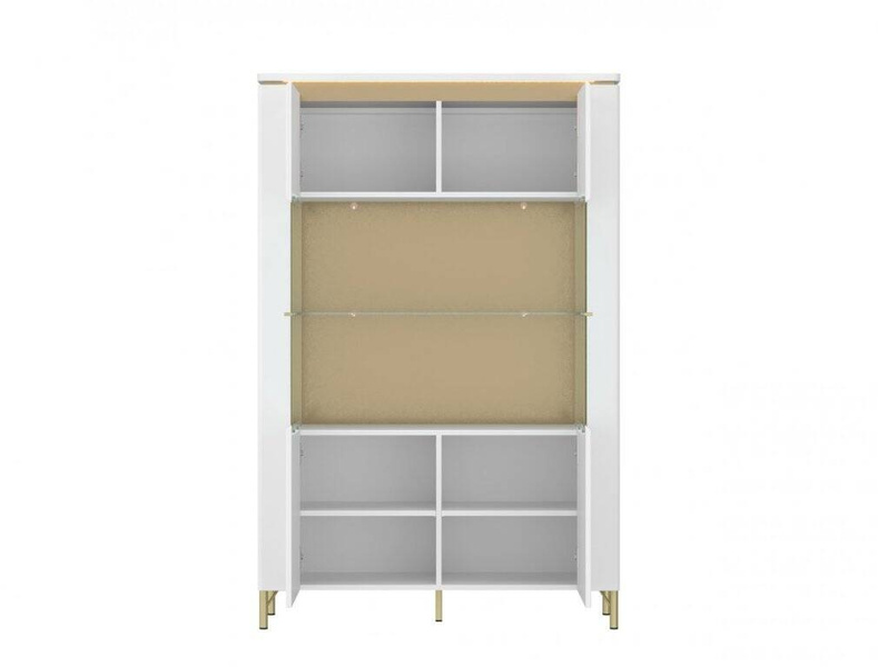 Lazio LAZV02 - Witryna 2-drzwiowa Biały Alpejski/Biały Połysk/Złoty