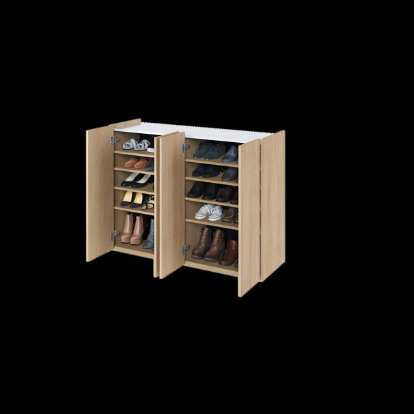 EASY EA-02 - Komoda 4-drzwiowa z Oświetleniem LED Dąb Scandi/Biały Połysk