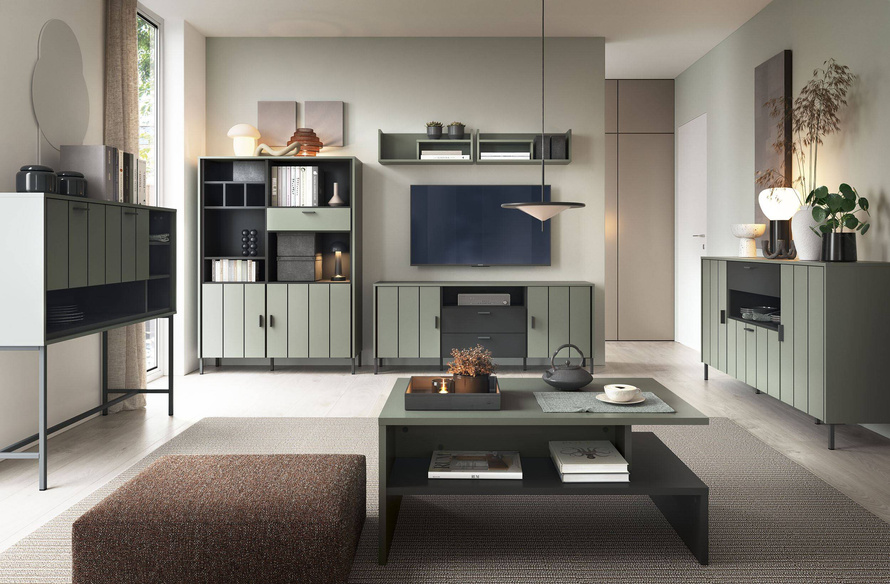 Shirley SHIK07 – Komoda 3D2S Szarozielony/Antracyt/Nadruk