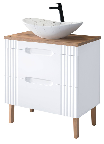 Szafka 80 cm FIJI WHITE a z umywalką LENA MW17
