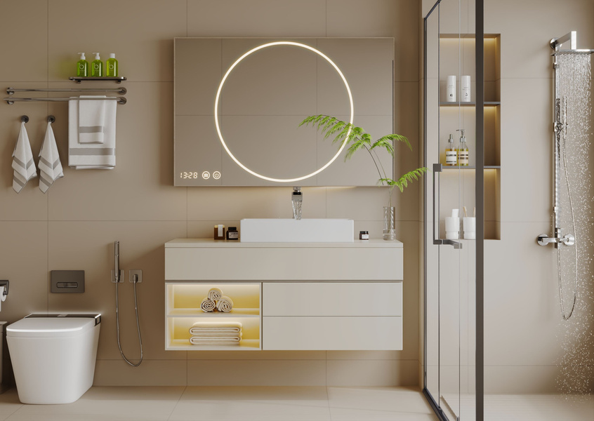 Umywalka Ceramiczna Nablatowa Apolis 60 cm Biały Połysk