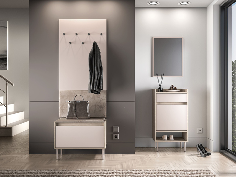 Szafka Na Buty 1D z Siedziskiem VOCO 06 Cashmere Dąb Cremona Terracotta