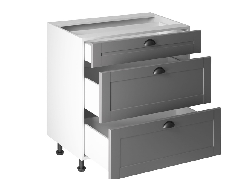 Szafka Kuchenna Dolna 3 Szuflady D80S3 Linea Grey Szary Mat