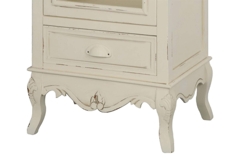 Rimini 04 Witryna 1D/1S prowansalska kremowa szklane drzwiczki 2 półki drewno/mdf