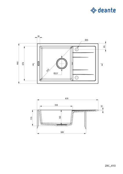 Zlewozmywak granitowy 1-komorowy z ociekaczem Corio