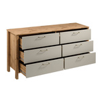 Indygo K6S - Komoda 6 Szuflad Dąb Wotan/Beżowy
