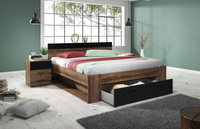 Beta Łóżko 160/200 cm z Szufladą Dąb Monastery / Czarny